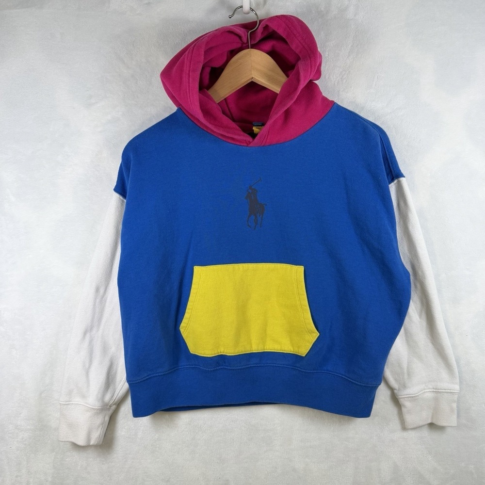 Polo Ralph Lauren Youth Girls Hoodie Size 16 XL Color Block Multicolor Pullover